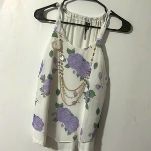 Lilac and White Spaghetti Strap Top